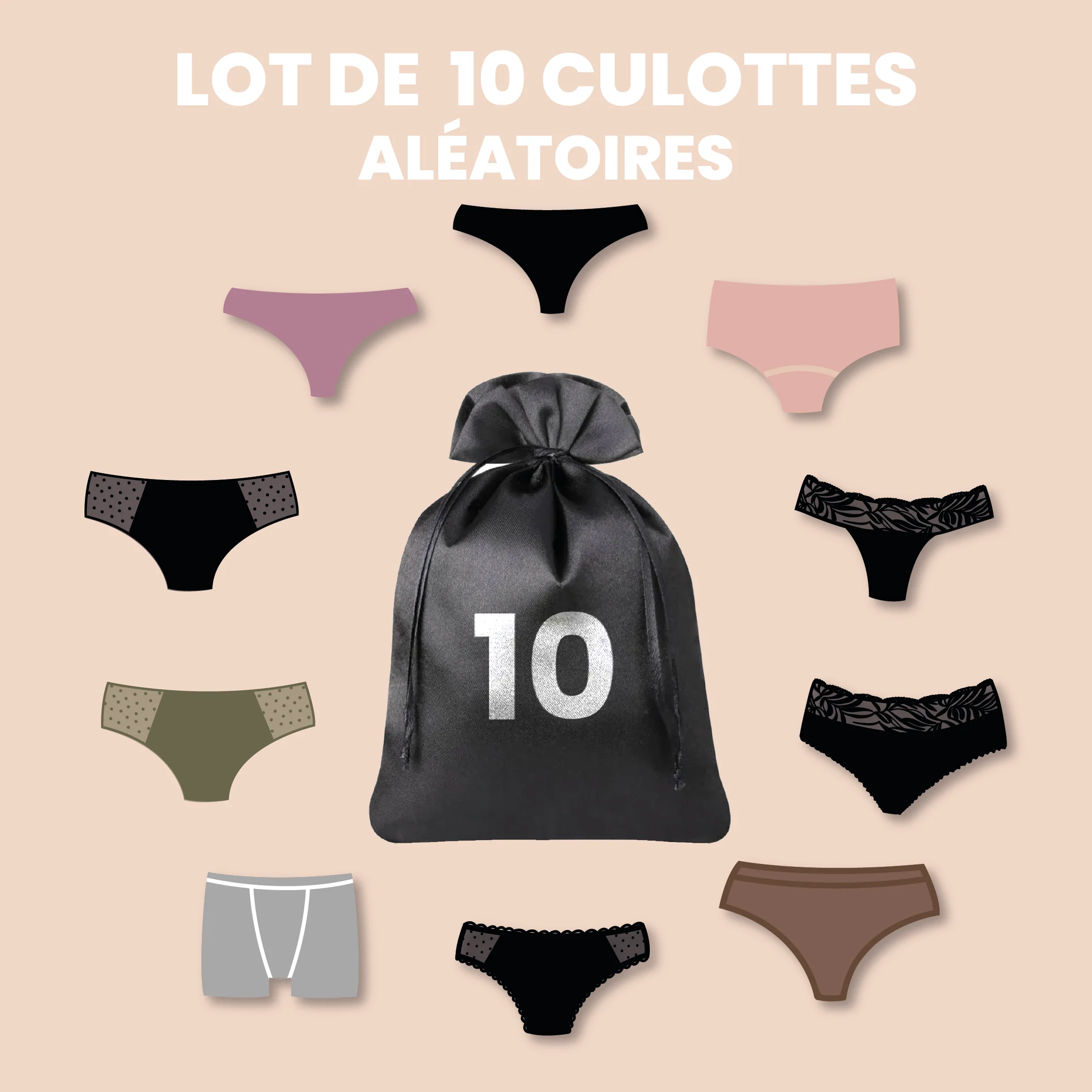 Lot de 10 culottes - Du 3XS au 8XL